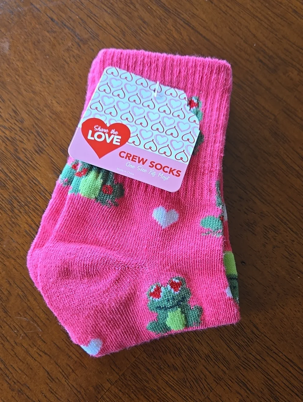 Pink Frog Green Crew Socks New Accessory Womens
